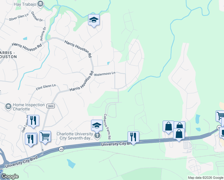 map of restaurants, bars, coffee shops, grocery stores, and more near 2010 Turtle Point Road in Charlotte