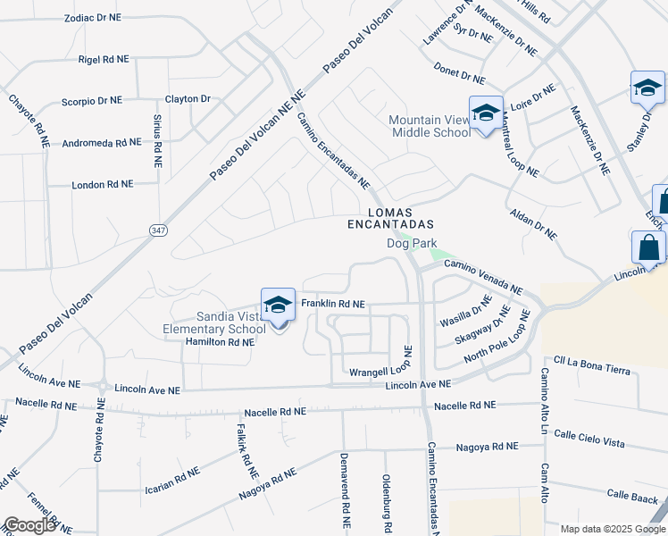 map of restaurants, bars, coffee shops, grocery stores, and more near 3905 Dynamite Road Northeast in Rio Rancho
