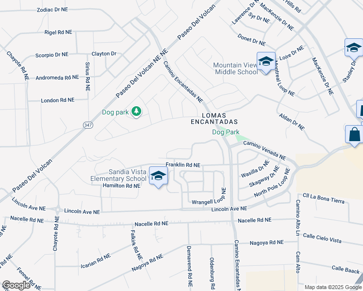 map of restaurants, bars, coffee shops, grocery stores, and more near 3905 Dynamite Road Northeast in Rio Rancho