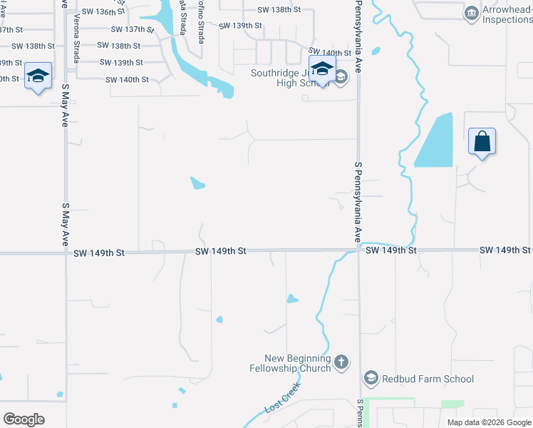 map of restaurants, bars, coffee shops, grocery stores, and more near 2337 Southwest 149th Street in Oklahoma City