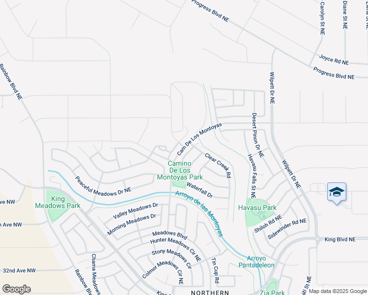 map of restaurants, bars, coffee shops, grocery stores, and more near Camino De Los Montoyas in Rio Rancho