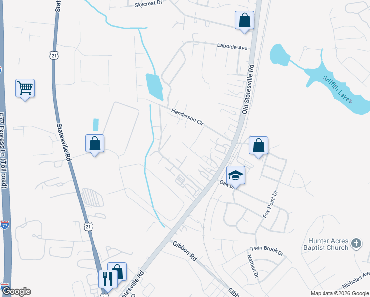 map of restaurants, bars, coffee shops, grocery stores, and more near in Charlotte