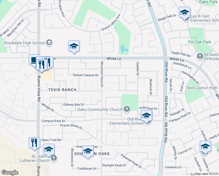 map of restaurants, bars, coffee shops, grocery stores, and more near 10400 Single Oak Drive in Bakersfield