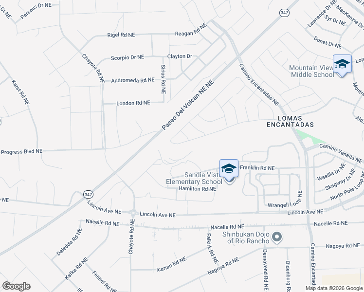 map of restaurants, bars, coffee shops, grocery stores, and more near Paseo Del Volcan in Rio Rancho