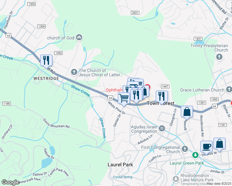 map of restaurants, bars, coffee shops, grocery stores, and more near 73 Kit Carson Lane in Hendersonville