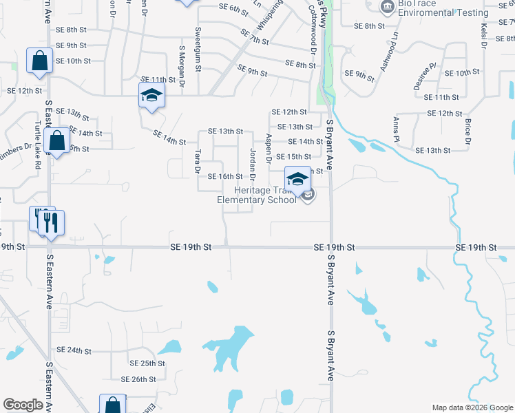 map of restaurants, bars, coffee shops, grocery stores, and more near 1816 Jordan Drive in Moore