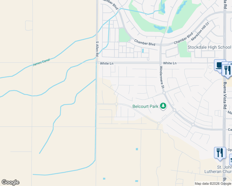 map of restaurants, bars, coffee shops, grocery stores, and more near 12703 Fairlawn Drive in Bakersfield