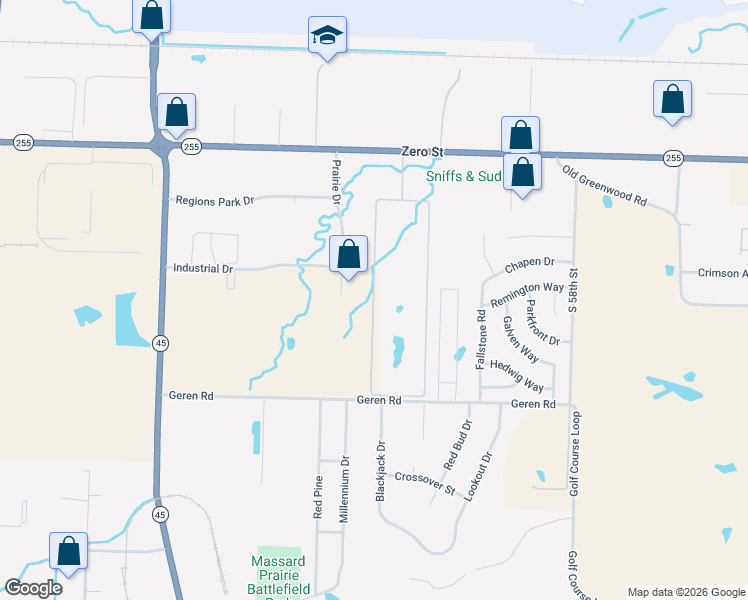 map of restaurants, bars, coffee shops, grocery stores, and more near South Zero Street in Fort Smith
