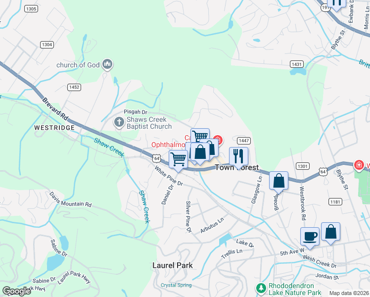 map of restaurants, bars, coffee shops, grocery stores, and more near 711 Davis Cir in Hendersonville
