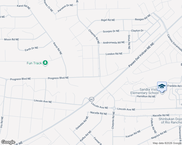 map of restaurants, bars, coffee shops, grocery stores, and more near Alturas Drive Northeast in Rio Rancho