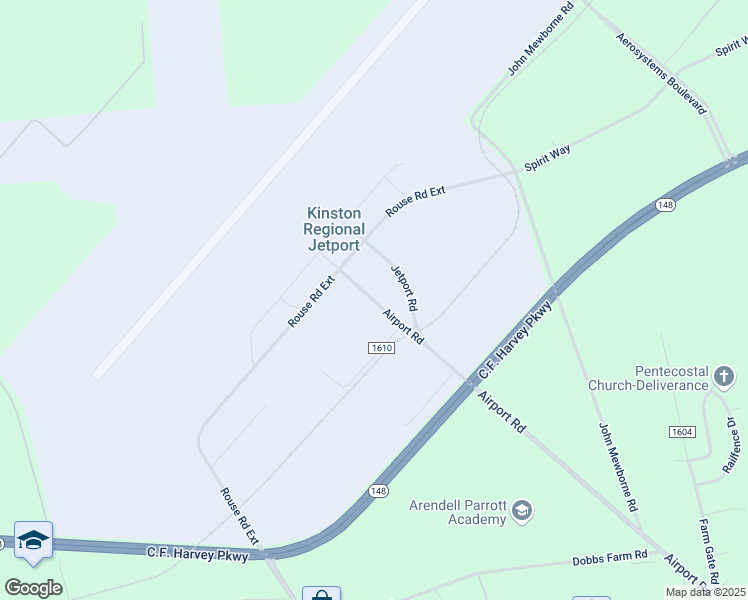 map of restaurants, bars, coffee shops, grocery stores, and more near 2840 Airport Road in Kinston