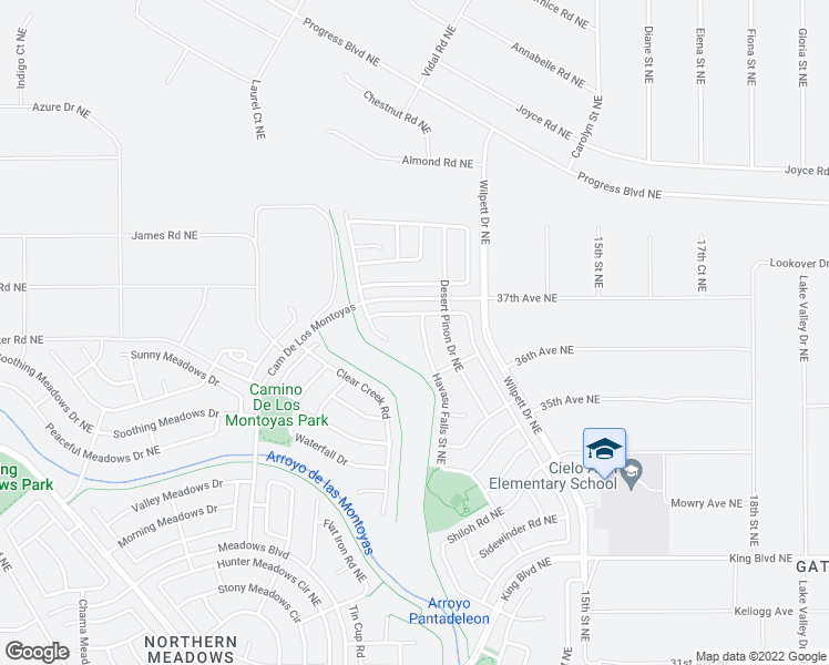 map of restaurants, bars, coffee shops, grocery stores, and more near 3857 Havasu Falls Street Northeast in Rio Rancho