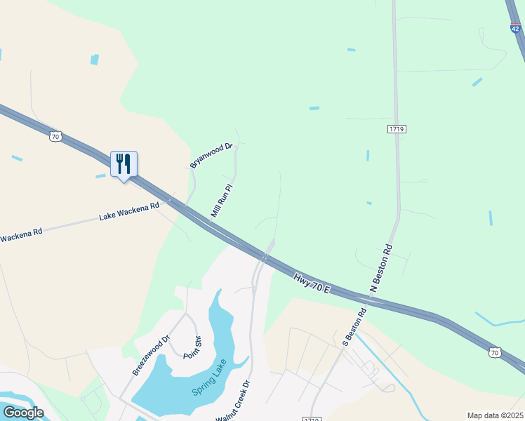 map of restaurants, bars, coffee shops, grocery stores, and more near 103 Steeplechase Cove in Goldsboro