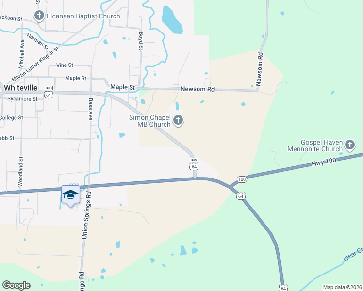 map of restaurants, bars, coffee shops, grocery stores, and more near 2510 U.S. 64 Business in Whiteville