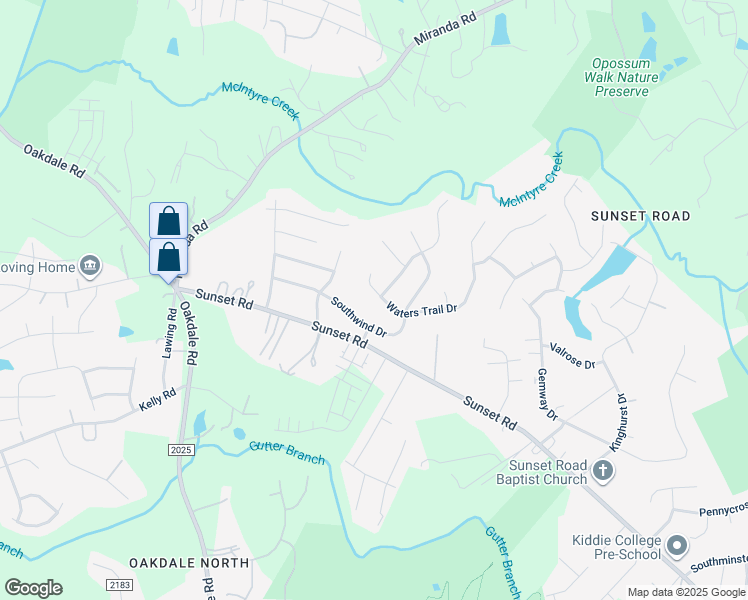 map of restaurants, bars, coffee shops, grocery stores, and more near 2301 Waters Trail Drive in Charlotte