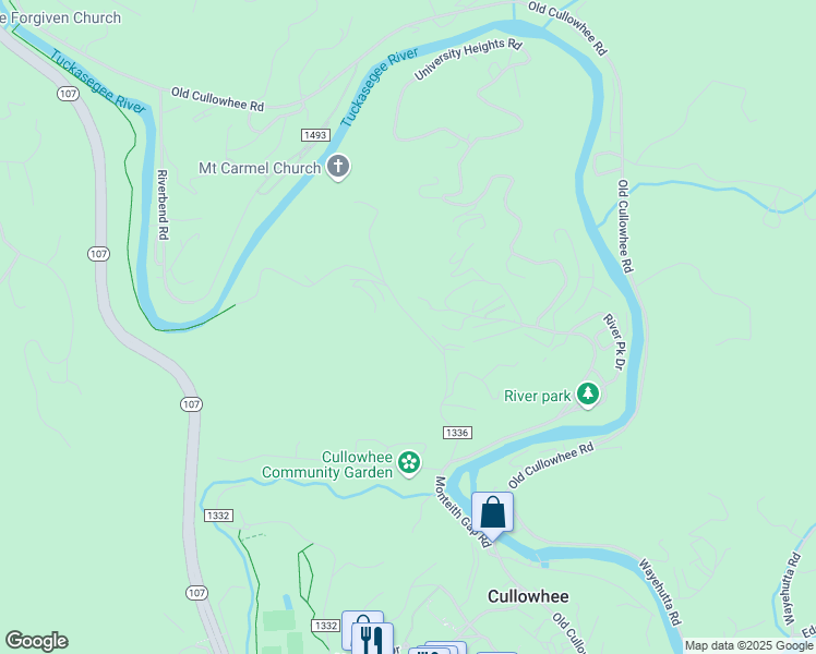 map of restaurants, bars, coffee shops, grocery stores, and more near 669 Monteith Gap Road in Cullowhee