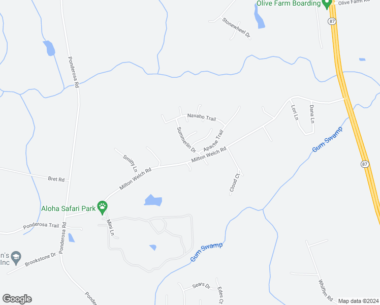 map of restaurants, bars, coffee shops, grocery stores, and more near 59 Summerlin Drive in Sanford