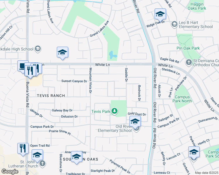 map of restaurants, bars, coffee shops, grocery stores, and more near 3512 Sweetbriar Way in Bakersfield