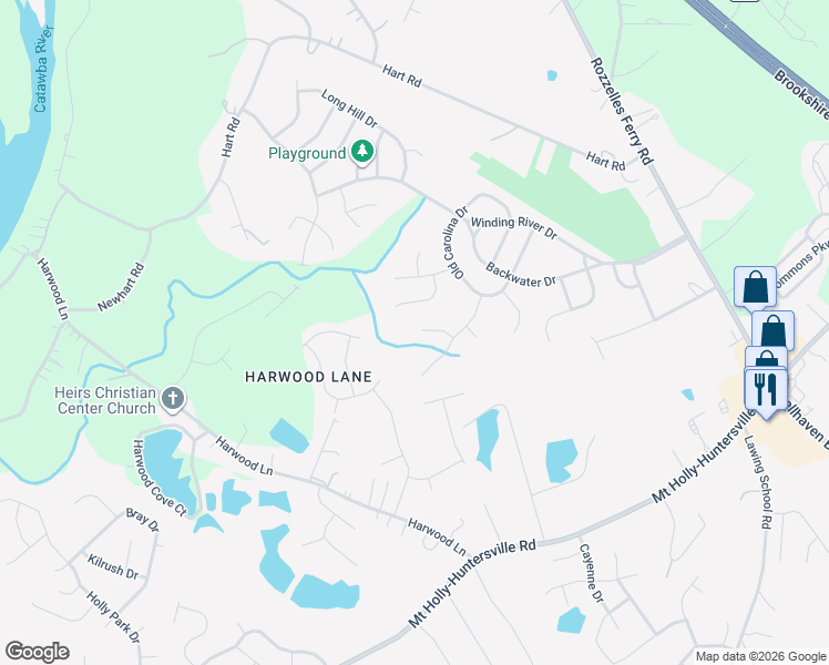 map of restaurants, bars, coffee shops, grocery stores, and more near 2604 Able Glen Court in Charlotte