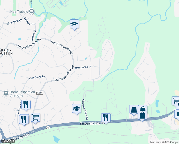 map of restaurants, bars, coffee shops, grocery stores, and more near 11328 Breezehill Lane in Charlotte
