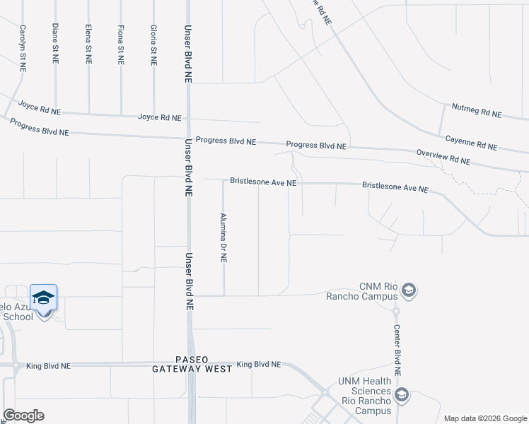 map of restaurants, bars, coffee shops, grocery stores, and more near Highlonesome Drive Northeast in Albuquerque
