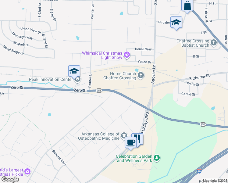map of restaurants, bars, coffee shops, grocery stores, and more near Wells Lake Road in Barling
