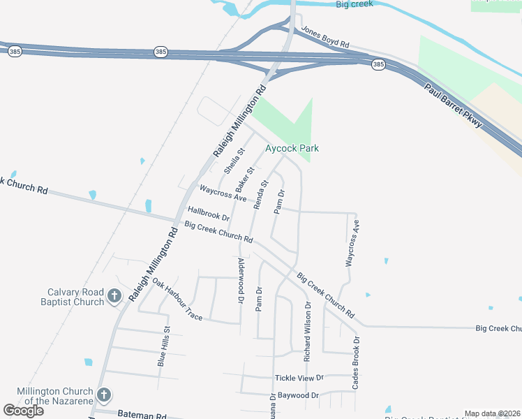 map of restaurants, bars, coffee shops, grocery stores, and more near 7175 Renda Street in Millington