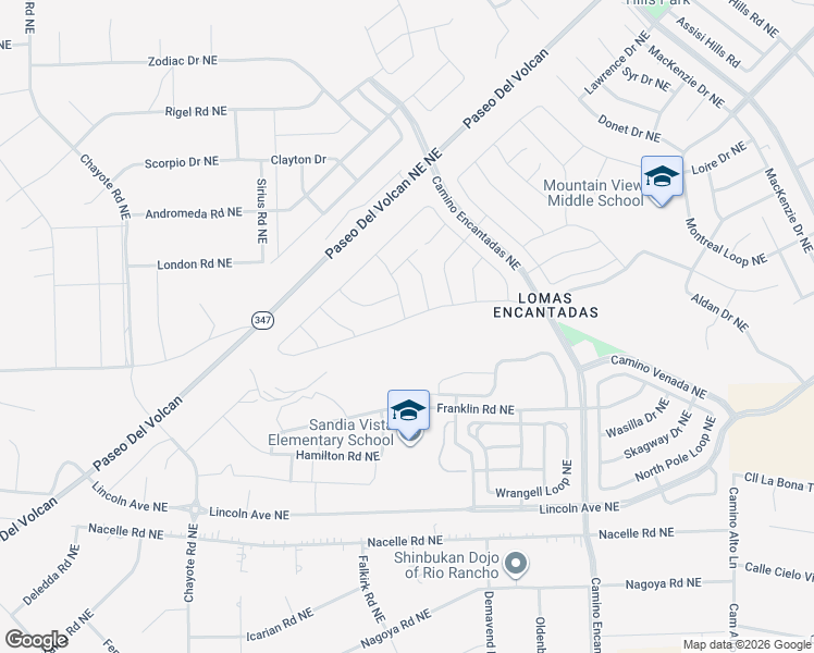 map of restaurants, bars, coffee shops, grocery stores, and more near Knox Pl NE in Rio Rancho