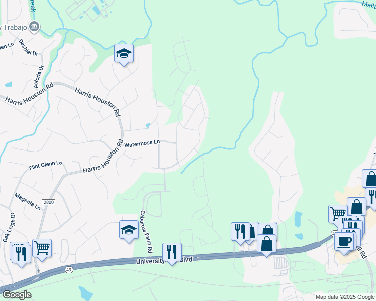 map of restaurants, bars, coffee shops, grocery stores, and more near 2229 Turtle Point Road in Charlotte