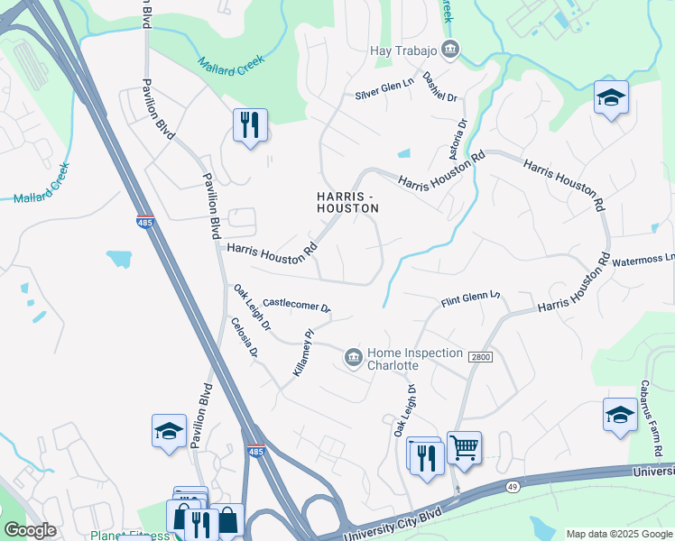 map of restaurants, bars, coffee shops, grocery stores, and more near 3726 Ottington Place in Charlotte