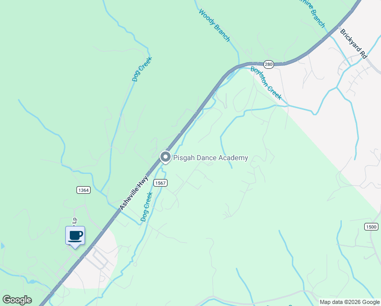 map of restaurants, bars, coffee shops, grocery stores, and more near 136 Limousine Lane in Pisgah Forest