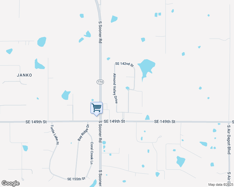 map of restaurants, bars, coffee shops, grocery stores, and more near 14616 Almond Valley Drive in Oklahoma City