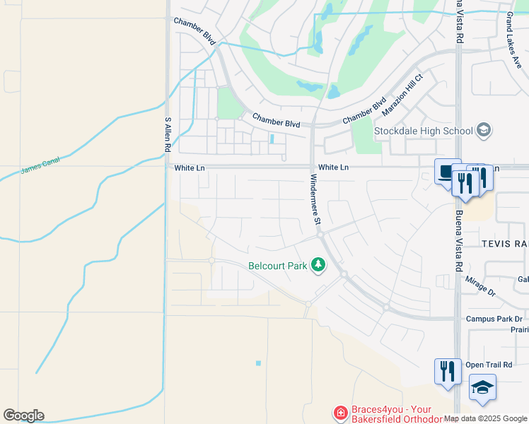 map of restaurants, bars, coffee shops, grocery stores, and more near 12322 Champlin Place in Bakersfield