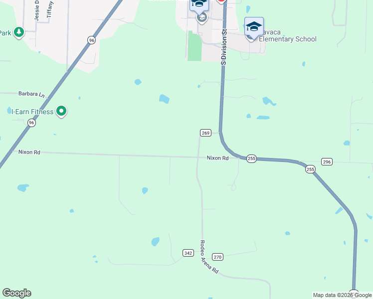 map of restaurants, bars, coffee shops, grocery stores, and more near 1718 Rodeo Arena Road in Lavaca