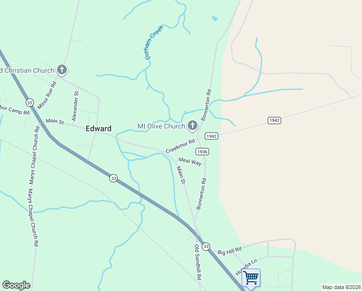 map of restaurants, bars, coffee shops, grocery stores, and more near Creekmur Road in Beaufort County
