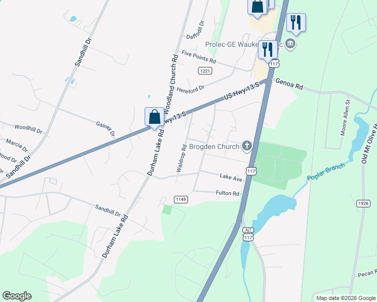 map of restaurants, bars, coffee shops, grocery stores, and more near 203 Nancy Dr in Dudley