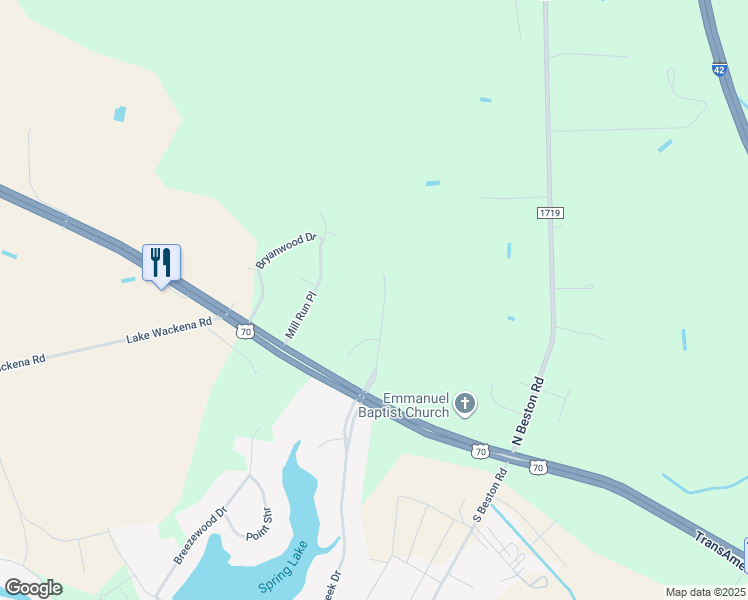 map of restaurants, bars, coffee shops, grocery stores, and more near 209 Creekside Drive in Goldsboro