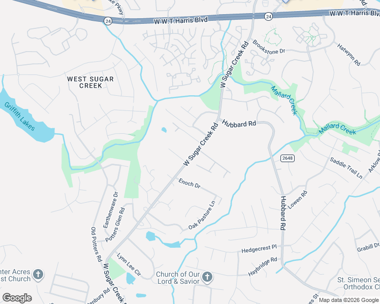 map of restaurants, bars, coffee shops, grocery stores, and more near 5325 West Sugar Creek Road in Charlotte