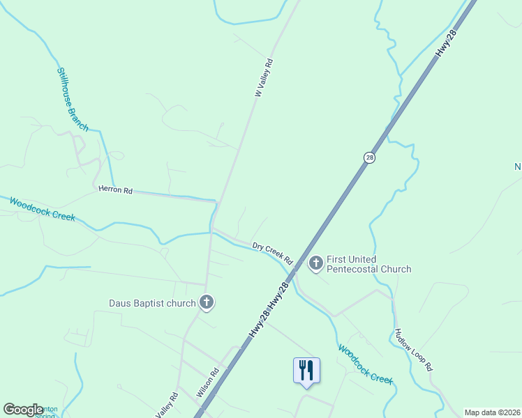 map of restaurants, bars, coffee shops, grocery stores, and more near 119 Watson Rd in Dunlap