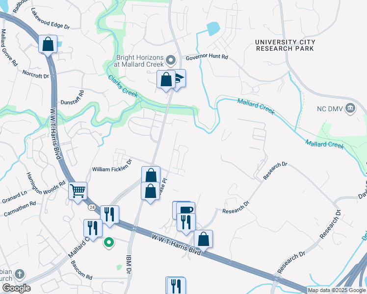 map of restaurants, bars, coffee shops, grocery stores, and more near 5010 Gold Finch Road in Charlotte