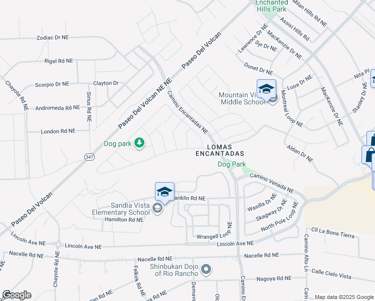 map of restaurants, bars, coffee shops, grocery stores, and more near 3960 Kodiak Road Northeast in Rio Rancho