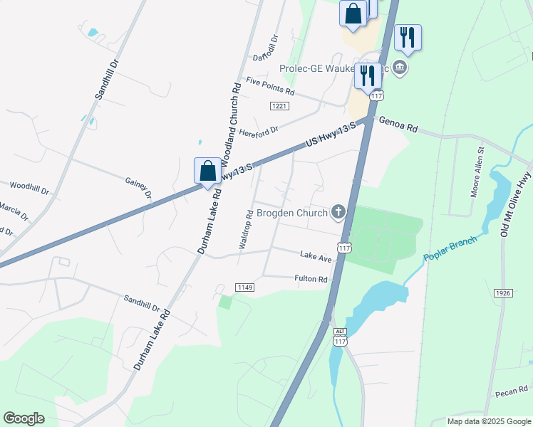 map of restaurants, bars, coffee shops, grocery stores, and more near 203 Nancy Dr in Dudley