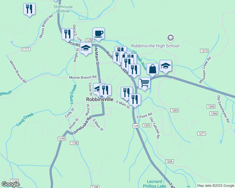 map of restaurants, bars, coffee shops, grocery stores, and more near 187 Ford Street in Robbinsville