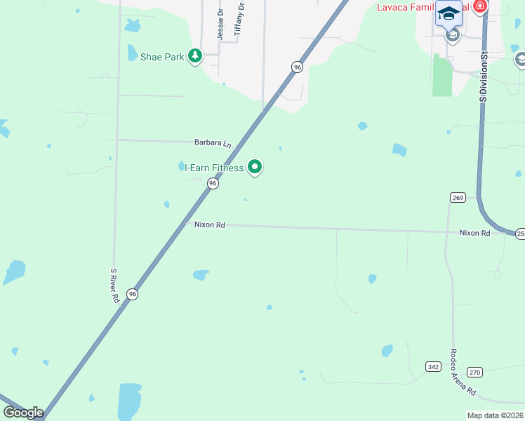 map of restaurants, bars, coffee shops, grocery stores, and more near 1614 Nixon Road in Lavaca