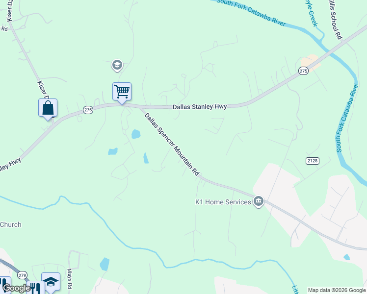 map of restaurants, bars, coffee shops, grocery stores, and more near 812 Dallas Spencer Mountain Road in Dallas