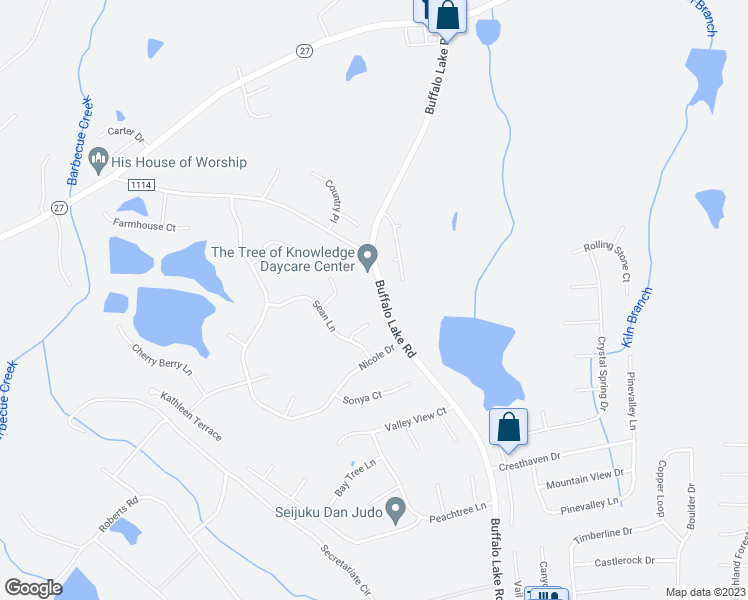 map of restaurants, bars, coffee shops, grocery stores, and more near 690 Buffalo Lake Road in Sanford