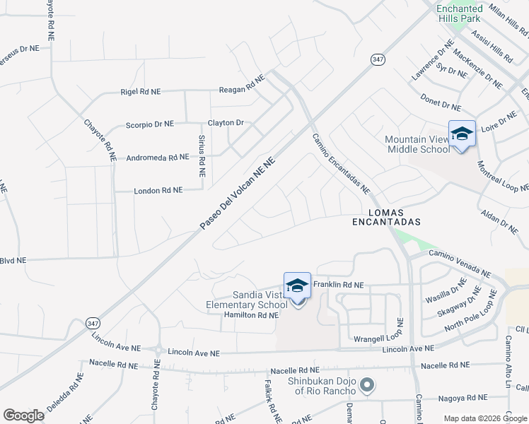 map of restaurants, bars, coffee shops, grocery stores, and more near Paseo Del Volcan in Rio Rancho