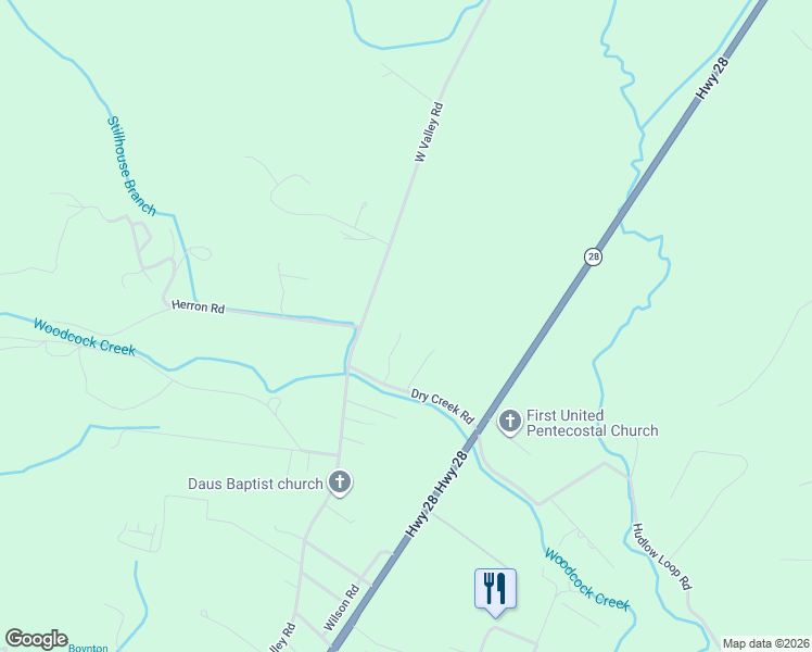 map of restaurants, bars, coffee shops, grocery stores, and more near 119 Watson Road in Dunlap