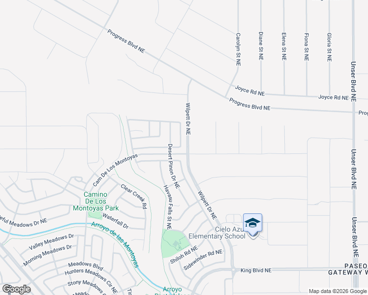 map of restaurants, bars, coffee shops, grocery stores, and more near 1224 Desert Paintbrush Loop in Rio Rancho