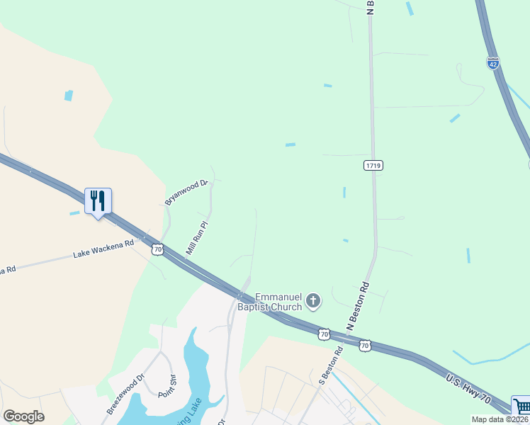 map of restaurants, bars, coffee shops, grocery stores, and more near 212 Creekside Drive in Goldsboro